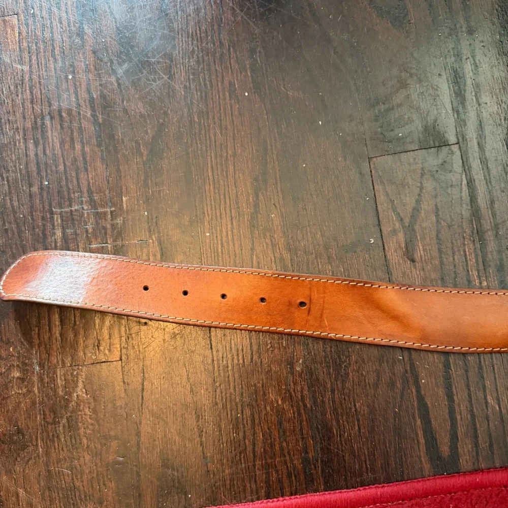 Vintage Mens Brown Leather Belt Size 36 Made in Sweden Brass Buckle 605310